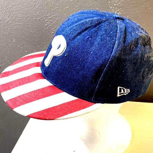New Era Philadelphia Phillies USA American Flag Men's 9Fifty Denim Snapback Hat - Picture 2 of 4